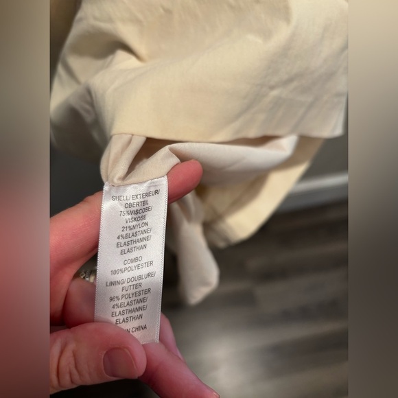 Adrianna Papell Beige Midi Dress with Subtle Stripes business casual cap sleeve - Picture 3 of 15